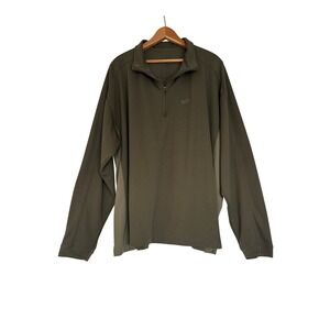 Woolrich Mens XXL Olive‎ Green 1/4 Zip Pullover Outdoor Hiking Long Sleeve Top